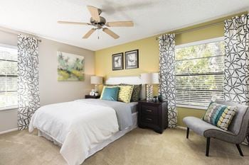 Bedroom with expansive windows